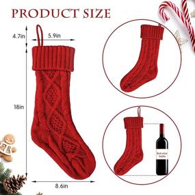img 1 attached to 🧦 SOWSUN 4-Pack Christmas Stockings - Large Knit Cable 18-inch Soft & Warm Personalized Holiday Party Decor for Family (Burgundy & Ivory White)