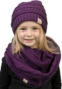 img 4 attached to 🧣 Funky Junque Kids' Infinity Scarf Matching Hat Bundle with Beanie Tail & Headwrap