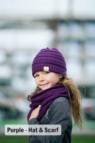 img 2 attached to 🧣 Funky Junque Kids' Infinity Scarf Matching Hat Bundle with Beanie Tail & Headwrap