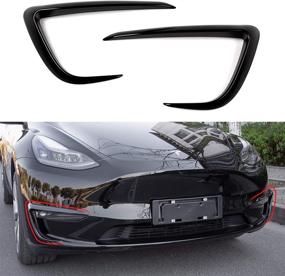 img 4 attached to Xipoo Fit Tesla Model Y Fog Light Trim Front Fog Light Cover Eyebrow Cover Trim Frame Exterior Decoration For 2020 2021 Tesla Model Y Accessories (Glossy Black)