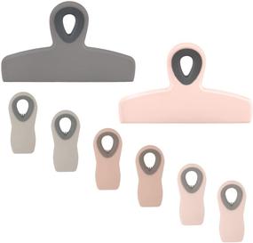 img 4 attached to 🌸 Cook with Color Set of 8 Bag Clips - Air Tight Seal Grip for Food Storage, 2 Large Heavy Duty Chip Clips and 6 Refrigerator Magnet Clips (Pink)