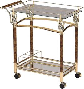 img 3 attached to ACME Furniture 98002 Helmut Golden Plated/Clear Glass Serving Cart