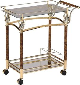 img 1 attached to ACME Furniture 98002 Helmut Golden Plated/Clear Glass Serving Cart