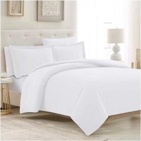 img 4 attached to 🛏️ Queen Size White Duvet Cover Set by Mellanni - 5pcs Bedding Set with 2 Shams and 2 Pillow Cases - Queen Comforter Cover with Button Closure & Corner Ties - Queen White Duvet Cover (Queen, White)