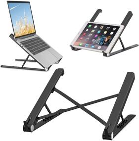 img 4 attached to 🔧 Adjustable Laptop Stand for All Laptops and Tablets - Foldable, Portable, Anti-Slip, Heat Dissipation - Engineering Plastics, Lightweight - 5 Levels Height Adjustment - Ideal for Home Office or Remote Work - Foldable Compute