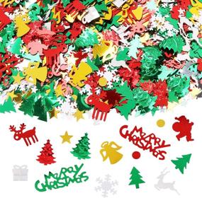 img 4 attached to Outgeek Christmas Confetti 6 Pack: Festive Snowflake, Santa, Pine & Merry Christmas Table Confetti for Party Decorations - 100g