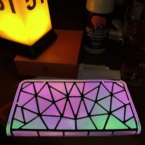 img 3 attached to 💎 Reflective Geometric Color Changing Wallet for Women and Girls - Portable Fashion Fancy Bag with Multiple Card Slots, Luminous and Holographic Design