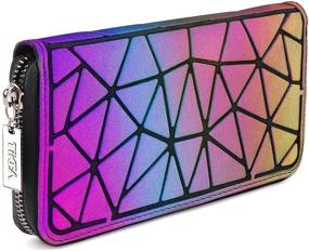img 4 attached to 💎 Reflective Geometric Color Changing Wallet for Women and Girls - Portable Fashion Fancy Bag with Multiple Card Slots, Luminous and Holographic Design