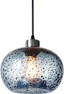 🔵 casamotion blue seeded blown glass pendant lighting for kitchen island - brushed nickel, 9" diameter логотип