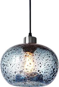 img 4 attached to 🔵 CASAMOTION Blue Seeded Blown Glass Pendant Lighting for Kitchen Island - Brushed Nickel, 9" Diameter