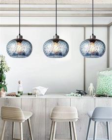 img 2 attached to 🔵 CASAMOTION Blue Seeded Blown Glass Pendant Lighting for Kitchen Island - Brushed Nickel, 9" Diameter