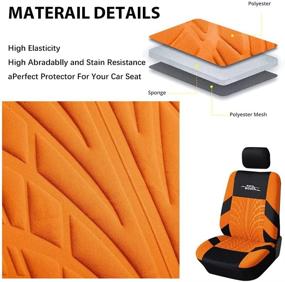 img 2 attached to 🚗 Enhance Your Car Interior with AUTOYOUTH Car Seat Covers - Full Set, Front Bucket & Split Bench Back Seat Protectors for Women - 9pcs, Orange