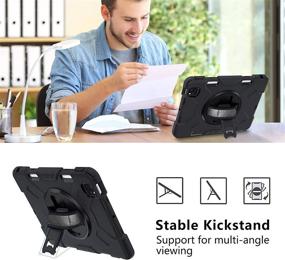 img 3 attached to 📱 SHANSHUI Case Compatible with iPad Pro 11 Inch - Black, Kickstand & Pencil Holder, Hand & Carrying Strap, for iPad Pro 11 2021/2020/2018 & iPad Air 4