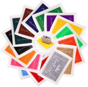 img 2 attached to 🎨 PMLAND Set of 15 Vibrant Stamp Ink Pads for DIY Craft Stamp on Paper, Wood, or Fabric - Colorful Stamping for Creative Projects