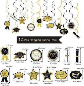 img 1 attached to 🎉 AnNido Graduation Party Supplies - 93 Pcs Graduation Decorations, Black and Gold Congrats Grad Banner, Hanging Swirls, Tissue Tassels, Pom Pom Flowers, Balloons