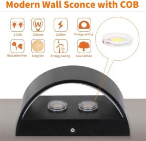 img 2 attached to 💡 Modern Dimmable Black Wall Sconce 12W Indoor Lighting for Living Room Bedroom Hallway - Cool White