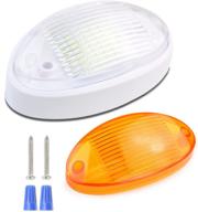 🚐 rv exterior porch utility light oval 12v 300 lumen led lighting fixture for rvs, trailers, campers, 5th wheels with white base, clear & amber lens (no switch, 1-pack) logo