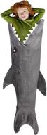 🦈 large gray shark animal blanket with plush throw, durable seamless snuggle design and fun fin blankie - enlarged size sleeping bag (65&#34; h x 28&#34; w) logo