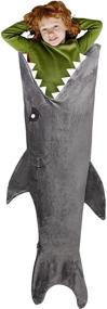 img 4 attached to 🦈 Large Gray Shark Animal Blanket with Plush Throw, Durable Seamless Snuggle Design and Fun Fin Blankie - Enlarged Size Sleeping Bag (65&#34; H x 28&#34; W)