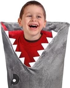 img 3 attached to 🦈 Large Gray Shark Animal Blanket with Plush Throw, Durable Seamless Snuggle Design and Fun Fin Blankie - Enlarged Size Sleeping Bag (65&#34; H x 28&#34; W)