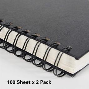 img 2 attached to 📚 Pack of 2 Tavolozza 8.5"x5.5" Sketch Books - 100 Sheets Each (68 lb/100gsm), Double-Sided Hardbound Spiral Sketch Pad with Durable Acid-Free Drawing Paper