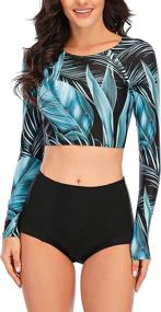 img 4 attached to 👚 Runtlly Sleeve Shirts: Stylish Wetsuit Swimsuits for Women's Clothing