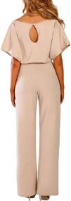 img 2 attached to Joyful Seafaring Ladies' Fashionable Relaxed Short Sleeve Belted Wide Leg Pant Romper Jumpsuits