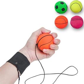 img 4 attached to 🤾 ZUYEE Wrist Band Ball Rubber High Bounce (2.4 inch) with Elastic String - Finger Stiffness Relief & Wrist Exercise Toy Balls