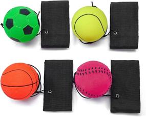 img 2 attached to 🤾 ZUYEE Wrist Band Ball Rubber High Bounce (2.4 inch) with Elastic String - Finger Stiffness Relief & Wrist Exercise Toy Balls