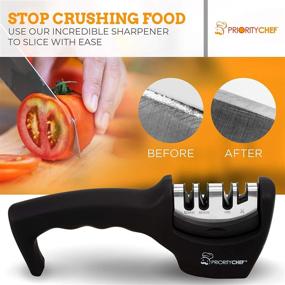 img 3 attached to Premium Knife Sharpener by PriorityChef - Upgraded 4-Stage Kitchen Knife Sharpener for Scissors, Chef and Kitchen Knives - Includes Safety Glove