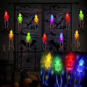 img 4 attached to Thanksgiving Ghost String Lights Christmas Decorations Skeleton Skull String Lights Spooky Colorful Light 10FT 20 LEDs Battery Operated For Christmas Halloween Indoor Outdoor Decoration (Skeleton)