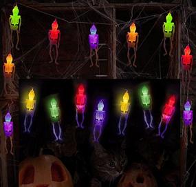 img 1 attached to Thanksgiving Ghost String Lights Christmas Decorations Skeleton Skull String Lights Spooky Colorful Light 10FT 20 LEDs Battery Operated For Christmas Halloween Indoor Outdoor Decoration (Skeleton)