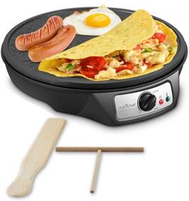 img 4 attached to 🍳 NutriChef PCRM12 Electric Griddle Crepe Maker Cooktop - Nonstick 12 Inch Aluminum Hot Plate with LED Indicator Lights & Adjustable Temperature Control - Includes Wooden Spatula & Batter Spreader