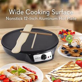 img 3 attached to 🍳 NutriChef PCRM12 Electric Griddle Crepe Maker Cooktop - Nonstick 12 Inch Aluminum Hot Plate with LED Indicator Lights & Adjustable Temperature Control - Includes Wooden Spatula & Batter Spreader