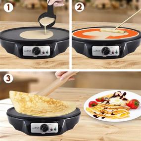 img 1 attached to 🍳 NutriChef PCRM12 Electric Griddle Crepe Maker Cooktop - Nonstick 12 Inch Aluminum Hot Plate with LED Indicator Lights & Adjustable Temperature Control - Includes Wooden Spatula & Batter Spreader