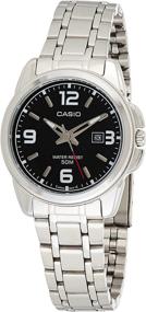 img 4 attached to ⌚ Женские наручные часы Casio LTP1314D-1AV из нержавеющей стали с кварцевым механизмом с серебристым тоном и черным циферблатом