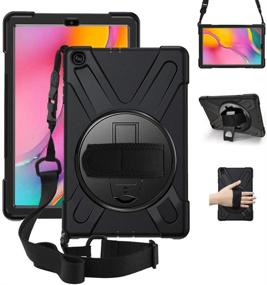img 4 attached to ZenRich 2019 Samsung Galaxy Tab A 10.1 Case: Heavy Duty with Rotating Kickstand, Hand Strap & Shoulder Belt | Black