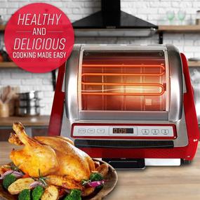 img 3 attached to 🔥 Ronco Showtime EZ-Store Large Capacity Rotisserie & BBQ Oven: Advanced Digital Controls, Compact Storage, Perfect Preset Rotation Speed, Self-Basting, Auto Shutoff - Includes Multipurpose Basket, Red