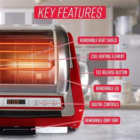 img 1 attached to 🔥 Ronco Showtime EZ-Store Large Capacity Rotisserie & BBQ Oven: Advanced Digital Controls, Compact Storage, Perfect Preset Rotation Speed, Self-Basting, Auto Shutoff - Includes Multipurpose Basket, Red