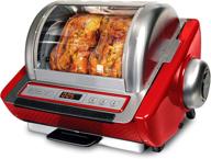 🔥 ronco showtime ez-store large capacity rotisserie & bbq oven: advanced digital controls, compact storage, perfect preset rotation speed, self-basting, auto shutoff - includes multipurpose basket, red логотип