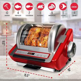 img 2 attached to 🔥 Ronco Showtime EZ-Store Large Capacity Rotisserie & BBQ Oven: Advanced Digital Controls, Compact Storage, Perfect Preset Rotation Speed, Self-Basting, Auto Shutoff - Includes Multipurpose Basket, Red