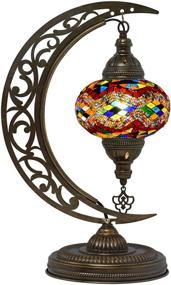 img 3 attached to 🌙 Discover the Charm of MOZAIST Turkish Lamp: Moon Shaped Mosaic Table Lamp with Moroccan Handmade Antique Bohemian Vintage Lamp Shade