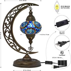 img 2 attached to 🌙 Discover the Charm of MOZAIST Turkish Lamp: Moon Shaped Mosaic Table Lamp with Moroccan Handmade Antique Bohemian Vintage Lamp Shade