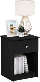 img 1 attached to FURINNO Tidur Nightstand, 1-Pack, Black Oak: 🌙 Stylish and Practical Storage Solution for Your Bedside