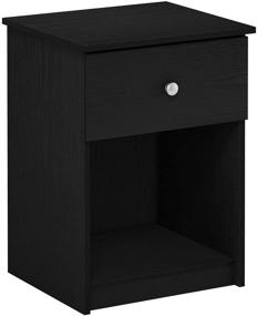 img 4 attached to FURINNO Tidur Nightstand, 1-Pack, Black Oak: 🌙 Stylish and Practical Storage Solution for Your Bedside