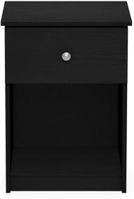 img 2 attached to FURINNO Tidur Nightstand, 1-Pack, Black Oak: 🌙 Stylish and Practical Storage Solution for Your Bedside