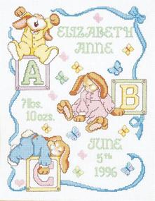 img 1 attached to Janlynn 242077 Sleepy Bunnies Sampler Cross Stitch Kit: 11"x14" 14 Count - A Complete Needlework Set for Crafting Enthusiasts