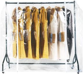 img 1 attached to Protective Garment Rack Cover: 6Ft Transparent Waterproof Clothes 👗 Cover with Full-Length Zippers - Dustproof & Durable (71x20x42 inch)