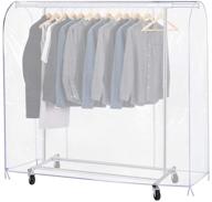 protective garment rack cover: 6ft transparent waterproof clothes 👗 cover with full-length zippers - dustproof & durable (71x20x42 inch) логотип