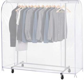 img 4 attached to Protective Garment Rack Cover: 6Ft Transparent Waterproof Clothes 👗 Cover with Full-Length Zippers - Dustproof & Durable (71x20x42 inch)